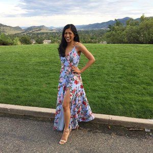 Fame and Partners Floral Wrap Maxi Dress